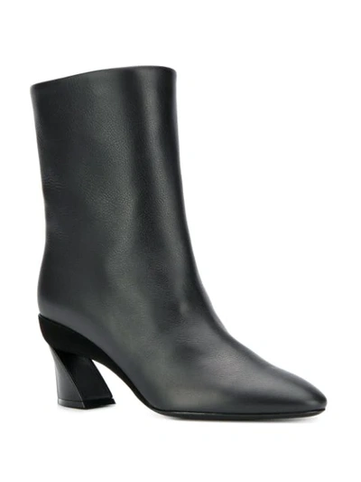 Shop Ferragamo Low Sculpted Heel Ankle Boots In Black