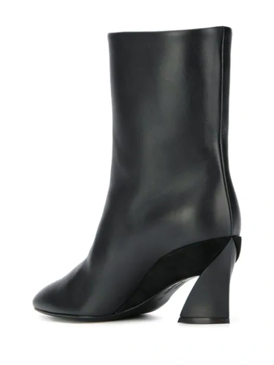 Shop Ferragamo Low Sculpted Heel Ankle Boots In Black