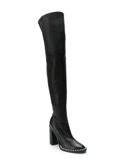 Shop Casadei Studded Sole Over-the-knee Boots - Black