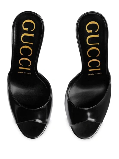 GUCCI SANDALO SLIDER IN PELLE CON TACCO - 黑色