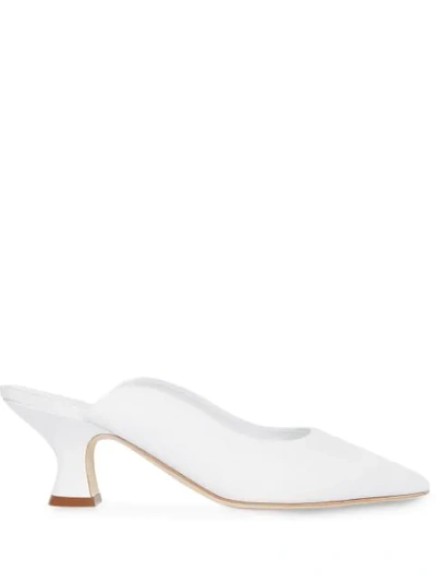 Shop Burberry Pointed Toe 60mm Mules In White