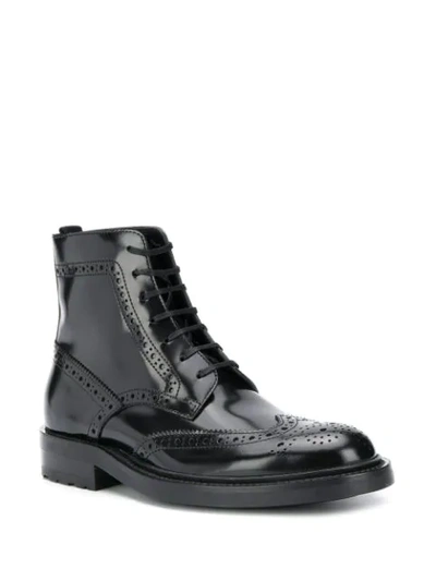Shop Saint Laurent Army Laced Combat Boots In Black