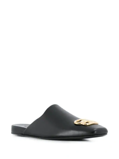 Shop Balenciaga Bb Square Toe Slippers In Black