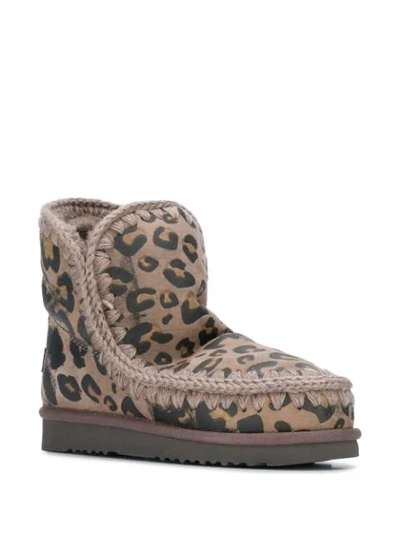 Shop Mou Leopard Print Boots In Leopard Elephant Grey