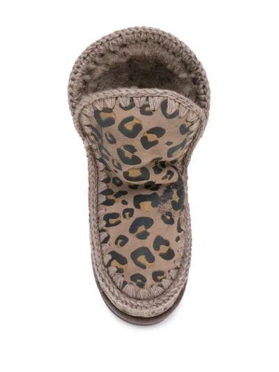 Shop Mou Leopard Print Boots In Leopard Elephant Grey