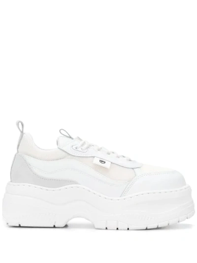Shop Chiara Ferragni Platform Lace-up Sneakers In White