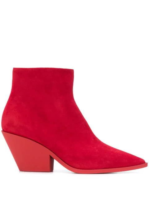 red ankle boots