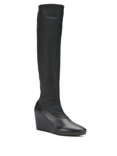 JIL SANDER STRETCH WEDGE BOOTS - 黑色