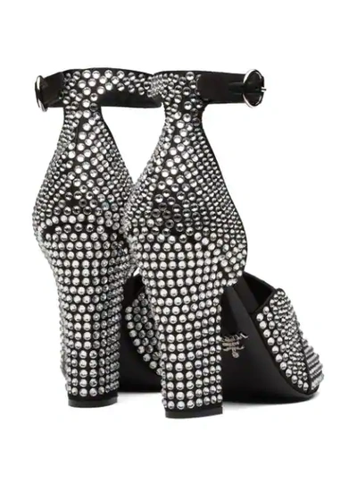 Shop Prada Crystal Embellishment Sandals In Silver