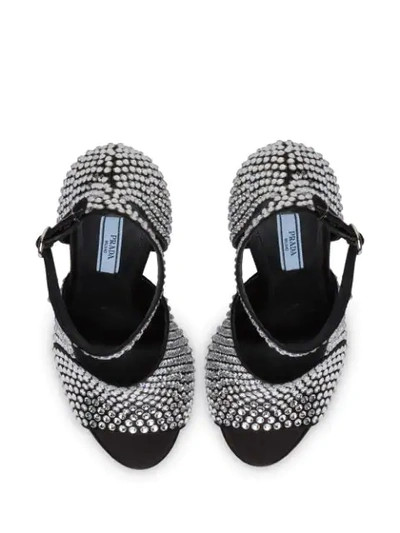 Shop Prada Crystal Embellishment Sandals In Silver