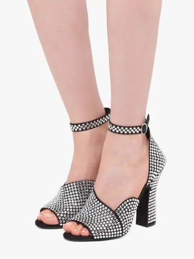 Shop Prada Crystal Embellishment Sandals In Silver