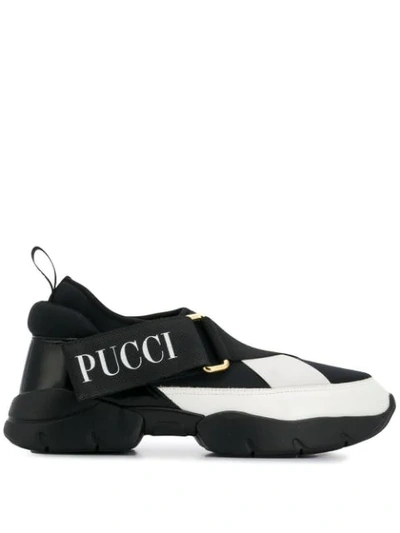 Shop Emilio Pucci City Cross Neoprene Sneakers In A99 Bianco/nero