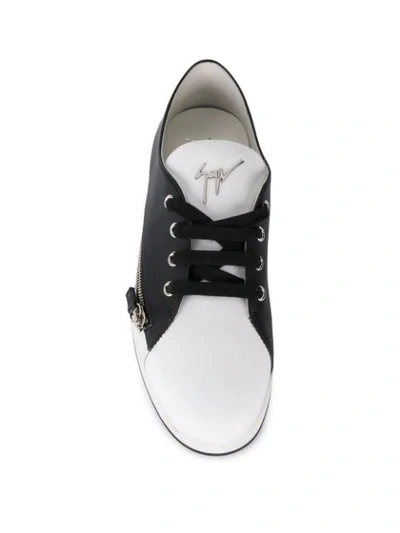 Giuseppe Zanotti Two-tone Zipped Sneakers In Black