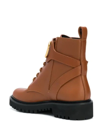 Shop Valentino Garavani Go Logo Leather Boots In Brown