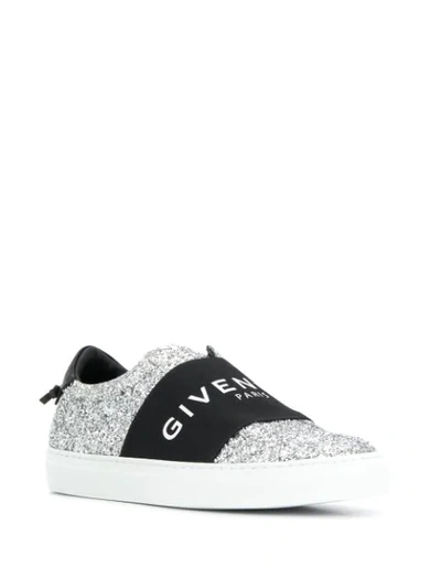 Shop Givenchy Logo Strap Glitter Sneakers In 008 Black/silver
