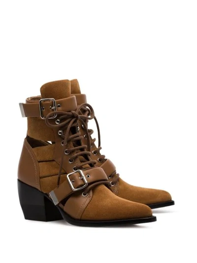 Shop Chloé Rylee 60mm Buckled Suede Boots In Brown