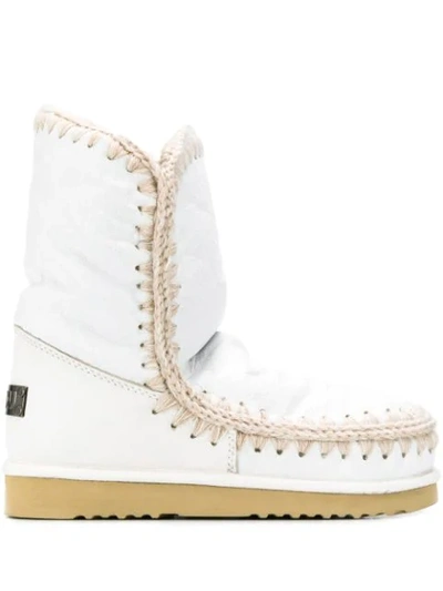 Shop Mou Stitch Trim Eskimo Boots In White