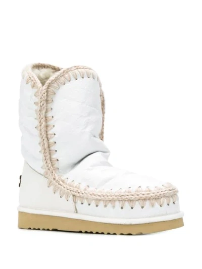 Shop Mou Stitch Trim Eskimo Boots In White