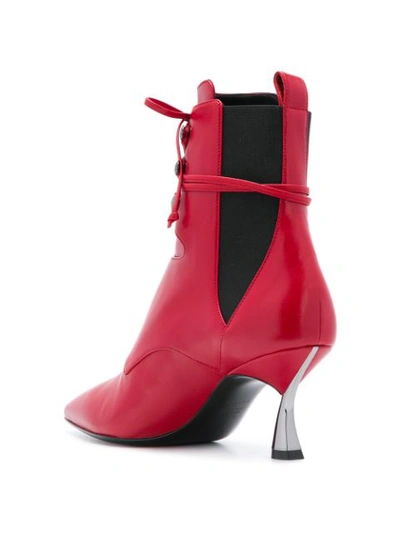 Shop Casadei Lace-up Detail Ankle Boots - Red