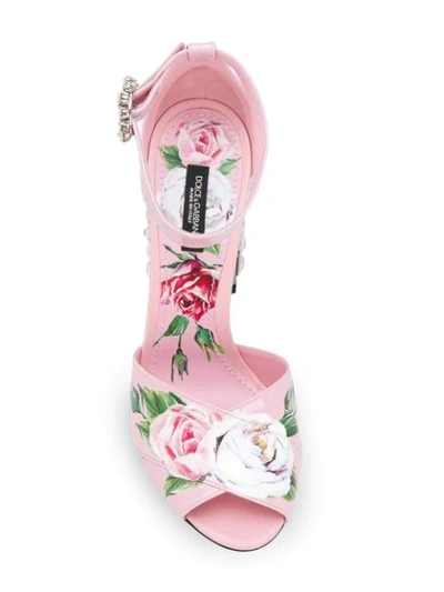 Shop Dolce & Gabbana Embroidered Heel Printed Sandals In Pink