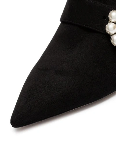Shop Miu Miu Black Side Pearl 65 Suede Leather Boots