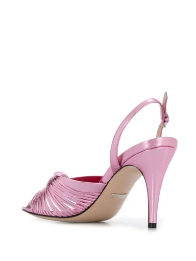 Shop Gucci Metallic Knot Slingback Sandals In Pink