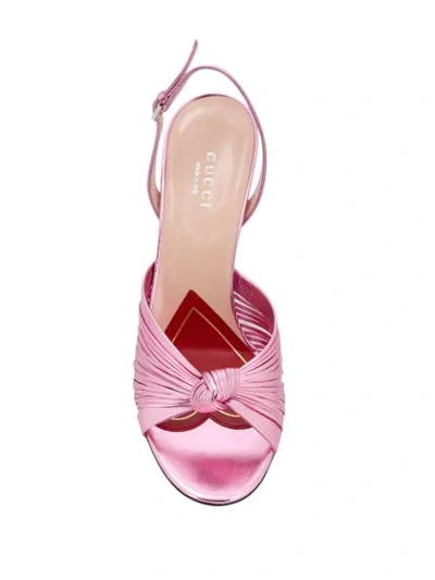 Shop Gucci Metallic Knot Slingback Sandals In Pink