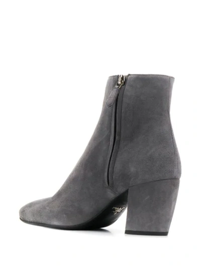 Shop Prada Ankle Zip Boots In Grey