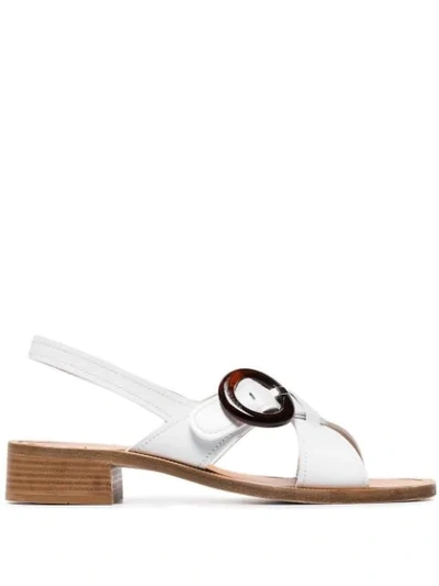 Shop Prada Crossover Sandals In White