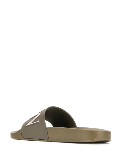 Shop Valentino Garavani Logo Sliders In Green