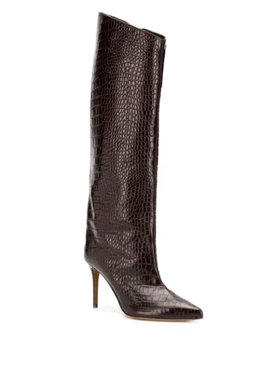 Shop Alexandre Vauthier Croco High Booty Boots In Brown