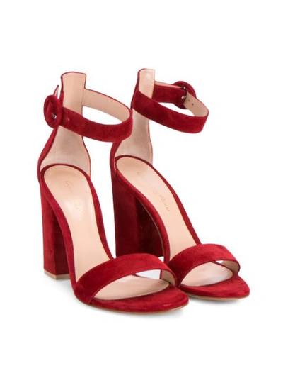 Shop Gianvito Rossi Red Suede Versilia 100 Sandals