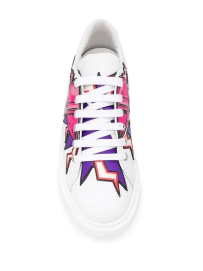 Shop Prada Lightning Heart Platform Sneakers In F0009  Bianco