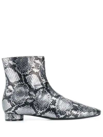 Shop Balenciaga Snake Effect Ankle Boots In Silver