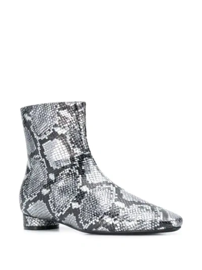 Shop Balenciaga Snake Effect Ankle Boots In Silver