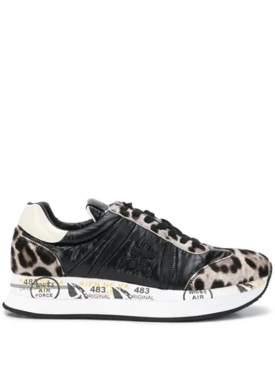Shop Premiata Conny Leopard Print Sneakers In Black