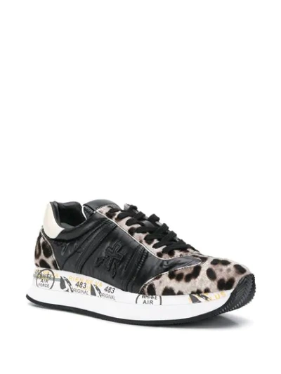 Premiata Conny Leopard Print Sneakers In Black
