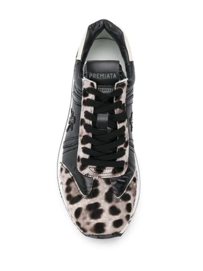 Premiata Conny Leopard Print Sneakers In Black