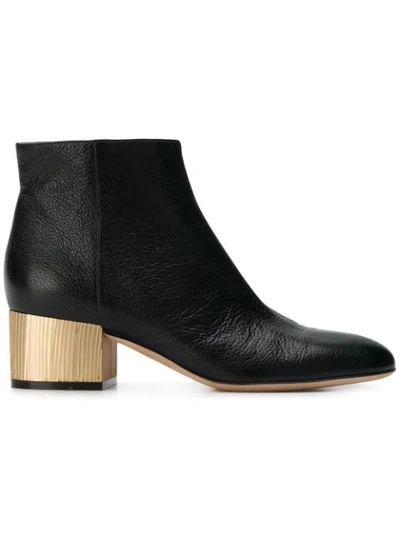 Shop Sergio Rossi Contrast Heel Ankle Boots - Black