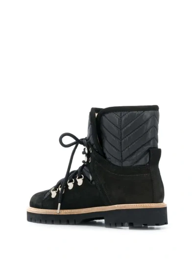 Shop Ganni Quilted Lace Up Boots In Black