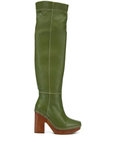 Shop Jacquemus Over The Knee Boots In Green