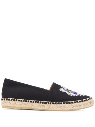 Shop Kenzo Tiger Embroidery Espadrilles In Black