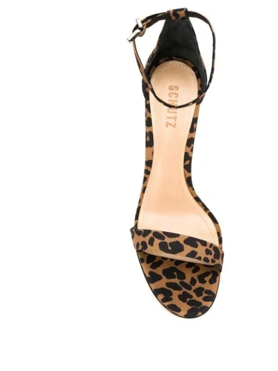 Shop Schutz Cadey-lee Leopard Print Sandals In Multicolour