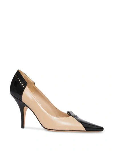 Shop Burberry Brogue Detail Two-tone Leather Pumps In Neutrals
