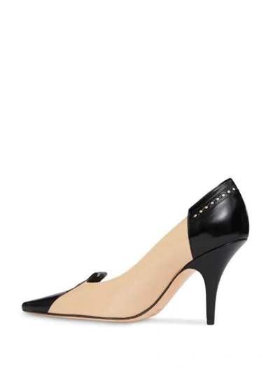 Shop Burberry Brogue Detail Two-tone Leather Pumps In Neutrals