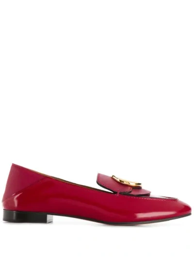 Shop Chloé C Logo Loafers In Red