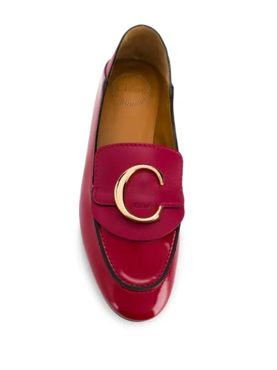 Shop Chloé C Logo Loafers In Red