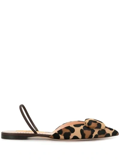 Sabine Leopard print Calf Hair Slingback Flats In Brown