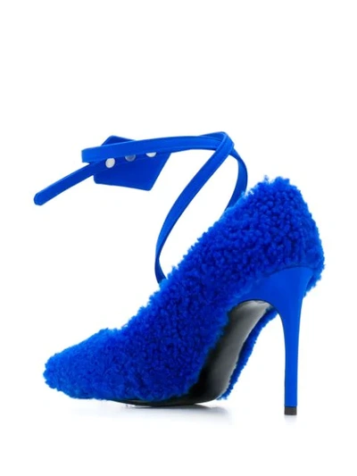 Shop Off-white Zip Tie Shearling Pumps In Blue