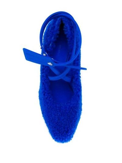 Shop Off-white Zip Tie Shearling Pumps In Blue